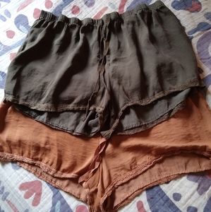 Aerie 2 pair silky sleep shorts L